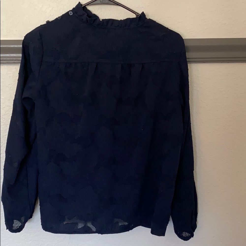 Long sleeve navy blouse